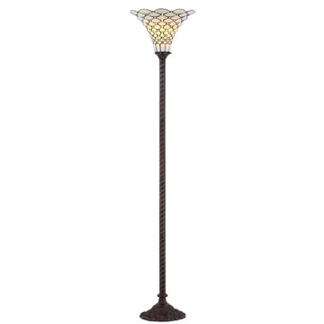 White Tiffany Style 70" Torchiere LED Floor Lamp - JONATHAN Y